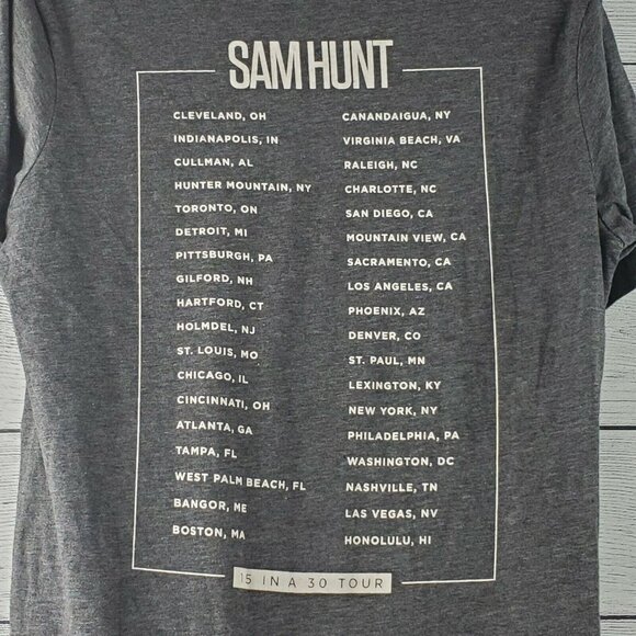 Sam Hunt 15 In A 30 Rare Tour Concert Tee Shirt Graphic Gray Sz S - Picture 3 of 4